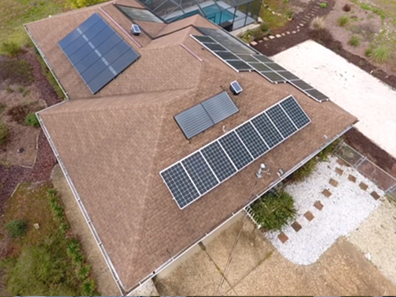 solar panels on all sides of a house getting energy from the sun